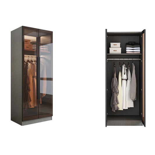 Contemporary Style Wardrobe Gray Colour Wood Wardrobe Closet with Shelves 31.5"L x 20"W x 77"H Armoires & Wardrobes