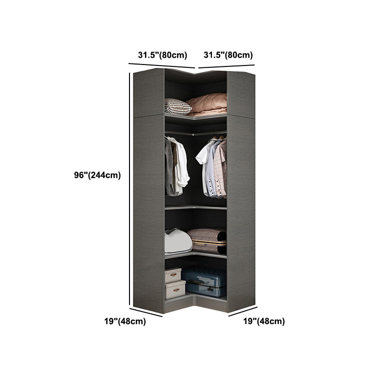 Hedendaagse stijl garderobe grijze kleur houten garderobe kast met planken