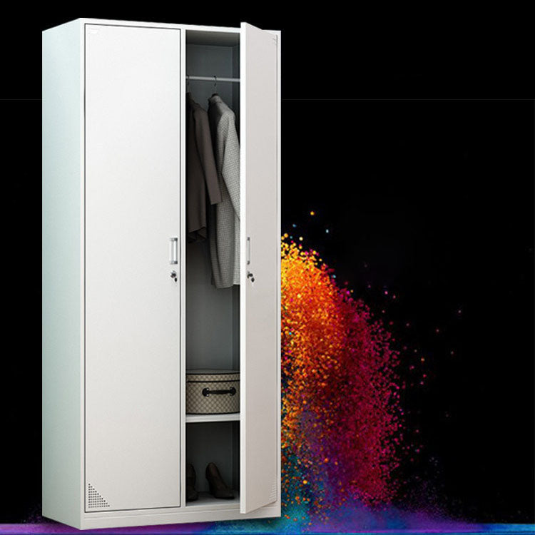 Contemporary Style Steel Wardrobe White Colour Wardrobe Closet with Lock