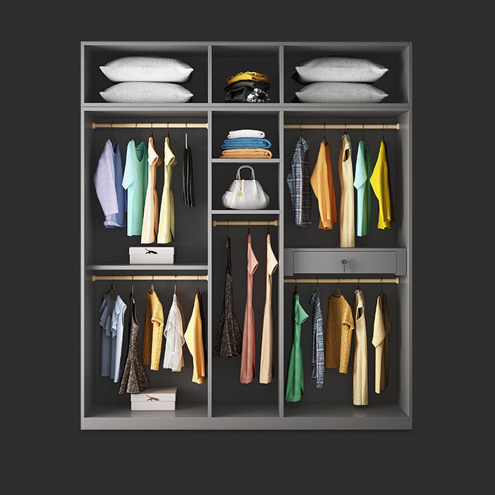 Contemporary Style Wood Wardrobe White Colour Soft Close Door Wardrobe Closet for Home