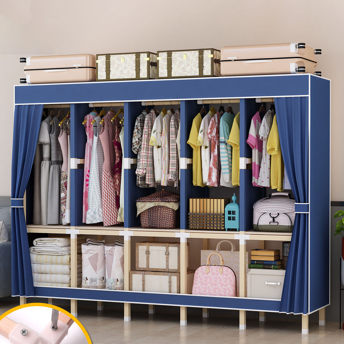 Hedendaagse stijl Solid Wood Garderobe 1-Drawer Garderobe Closet voor thuis