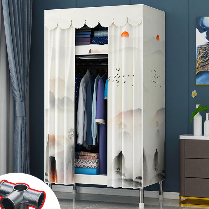 Contemporary Style Steel Wardrobe 2 Shelves Wardrobe Closet for Home
