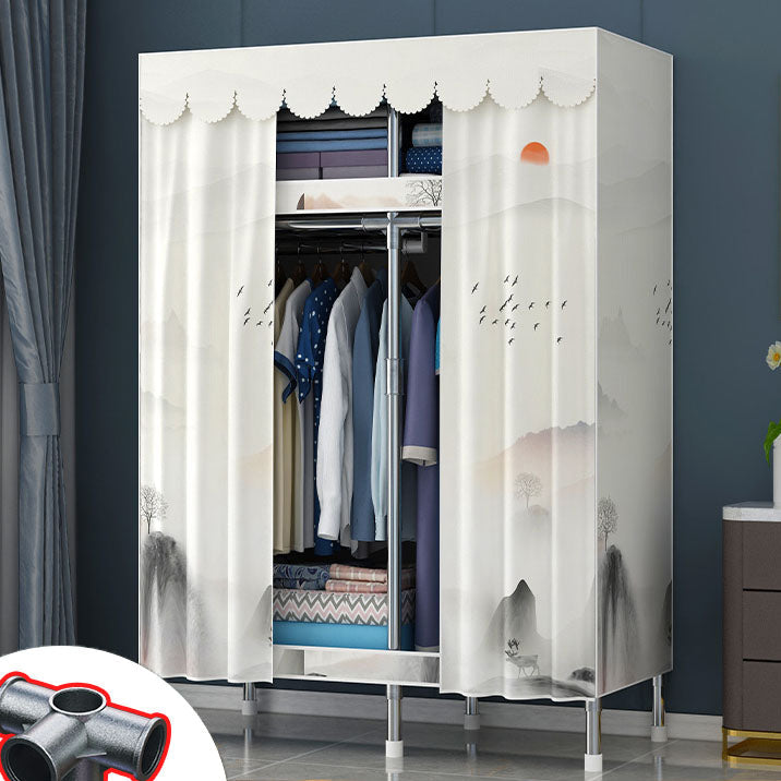 Contemporary Style Steel Wardrobe 2 Shelves Wardrobe Closet for Home