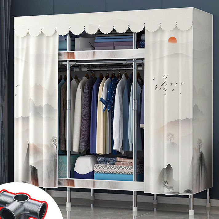Contemporary Style Steel Wardrobe 2 Shelves Wardrobe Closet for Home