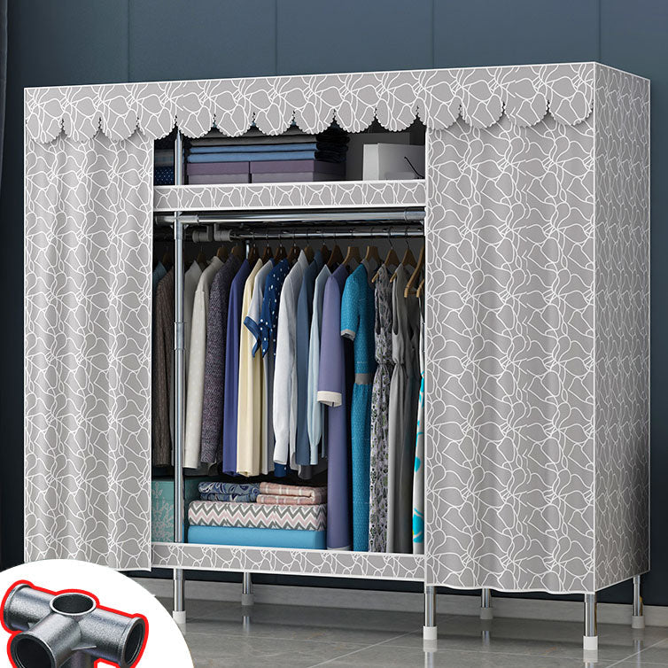 Contemporary Style Steel Wardrobe 2 Shelves Wardrobe Closet for Home