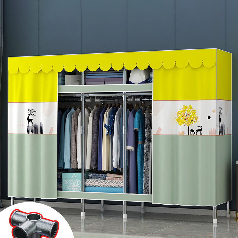 Contemporary Style Steel Wardrobe 2 Shelves Wardrobe Closet for Home