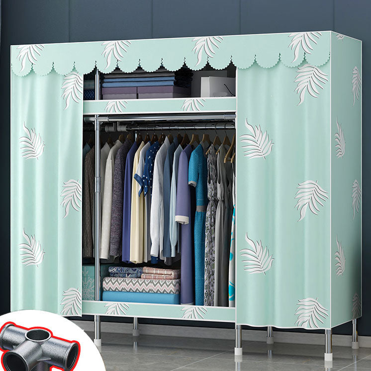 Contemporary Style Steel Wardrobe 2 Shelves Wardrobe Closet for Home