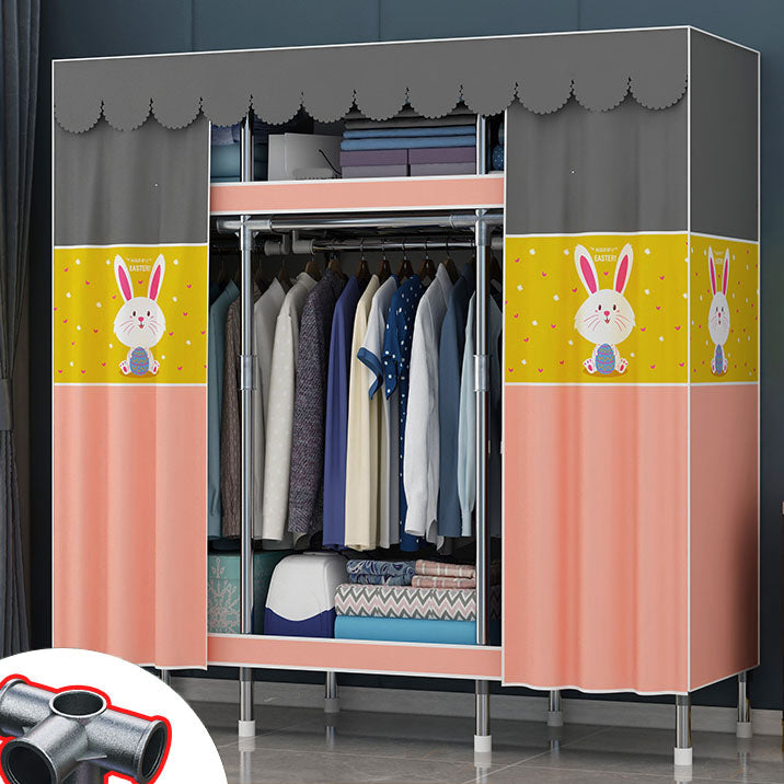 Contemporary Style Steel Wardrobe 2 Shelves Wardrobe Closet for Home