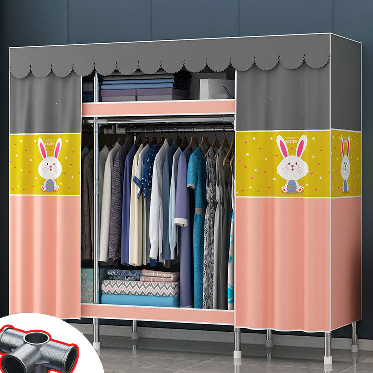 Contemporary Style Steel Wardrobe 2 Shelves Wardrobe Closet for Home