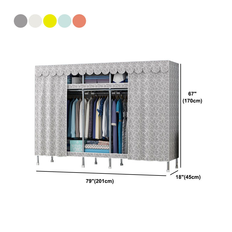 Contemporary Style Steel Wardrobe 2 Shelves Wardrobe Closet for Home