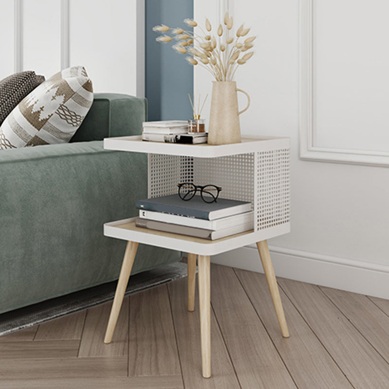 20 "hアクセントテーブルナイトスタンドパールウッドとメタルナイトテーブル下棚