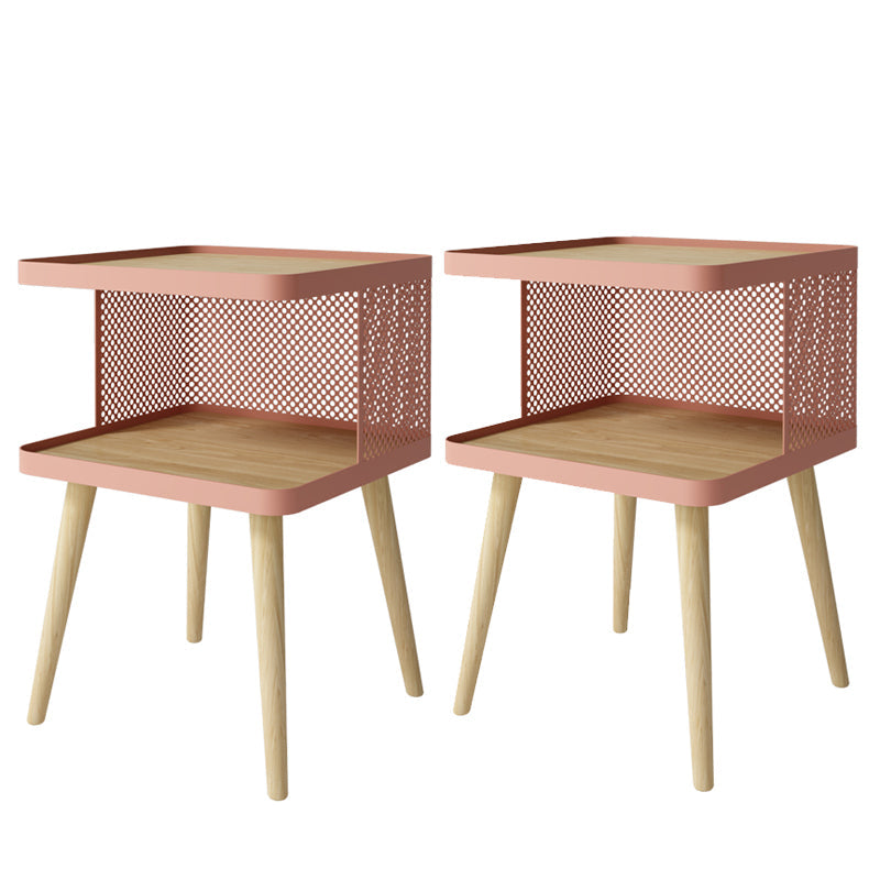 Tavolo da 20 "H Accento Night Standle in legno di perle e tavolo da notte in metallo scaffale inferiore