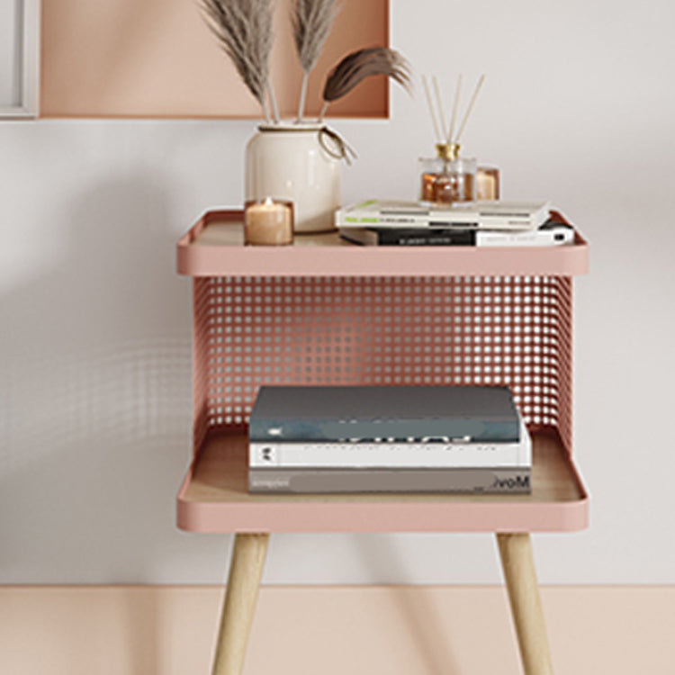 20 "hアクセントテーブルナイトスタンドパールウッドとメタルナイトテーブル下棚