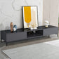 Console TV moderna lucida, supporto TV in legno bianco/nero con 2 ripiani