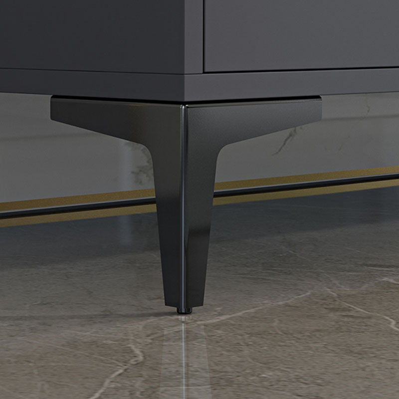 Console TV moderna lucida, supporto TV in legno bianco/nero con 2 ripiani