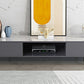 Console TV moderna lucida, supporto TV in legno bianco/nero con 2 ripiani