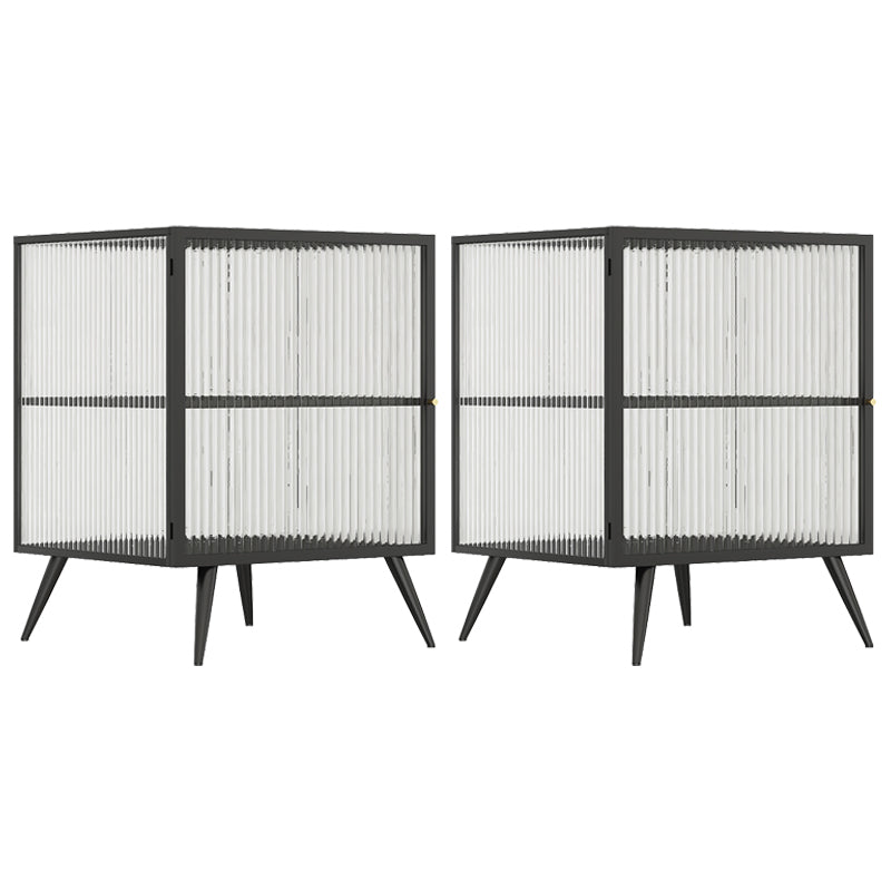 21.7 "H accenttafel nachtkastje glas en metalen nachtkastjes planken