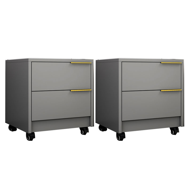 Comodino in legno a 2 cassetti tavolo da notte contemporanea con ruote