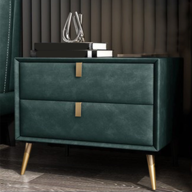 Moderner Kunstleder Nachttisch massives Holz 18 Zoll H 2-Drawer Storage Night Tisch