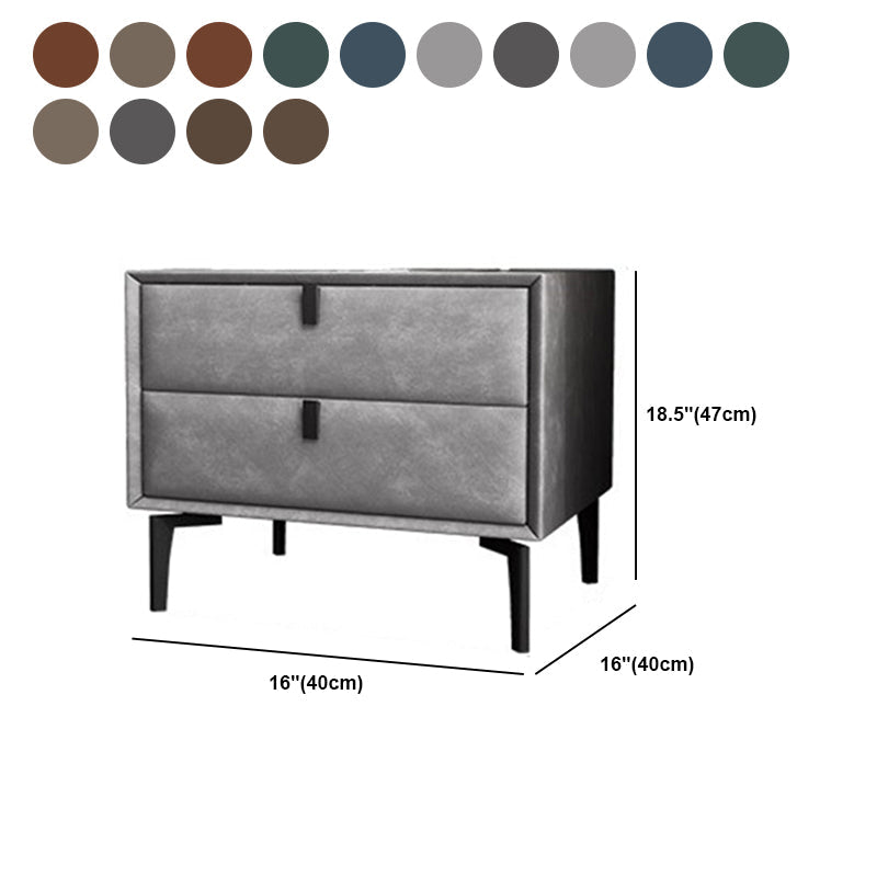 Moderner Kunstleder Nachttisch massives Holz 18 Zoll H 2-Drawer Storage Night Tisch