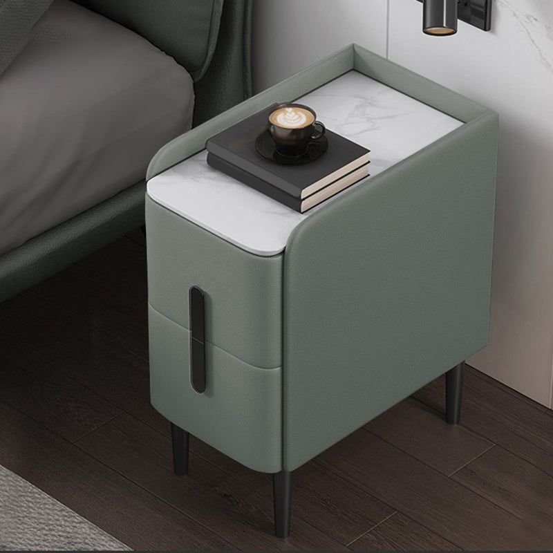 22 inch h nachttafel 2-laden faux lederen stenen bovenbenen inbegrepen nachtkastje