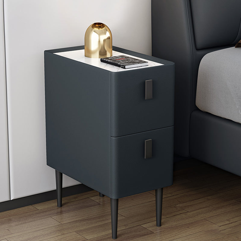Stone Top Night Tisch moderne 22 Zoll H 2-Drawer Imitation Holz Nachttisch mit Beinen