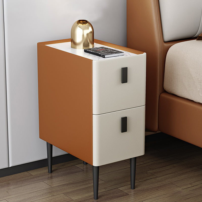 Stone Top Night Tisch moderne 22 Zoll H 2-Drawer Imitation Holz Nachttisch mit Beinen