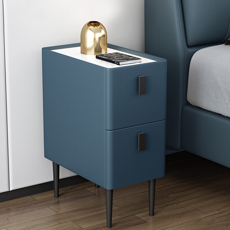 Stone Top Night Tisch moderne 22 Zoll H 2-Drawer Imitation Holz Nachttisch mit Beinen