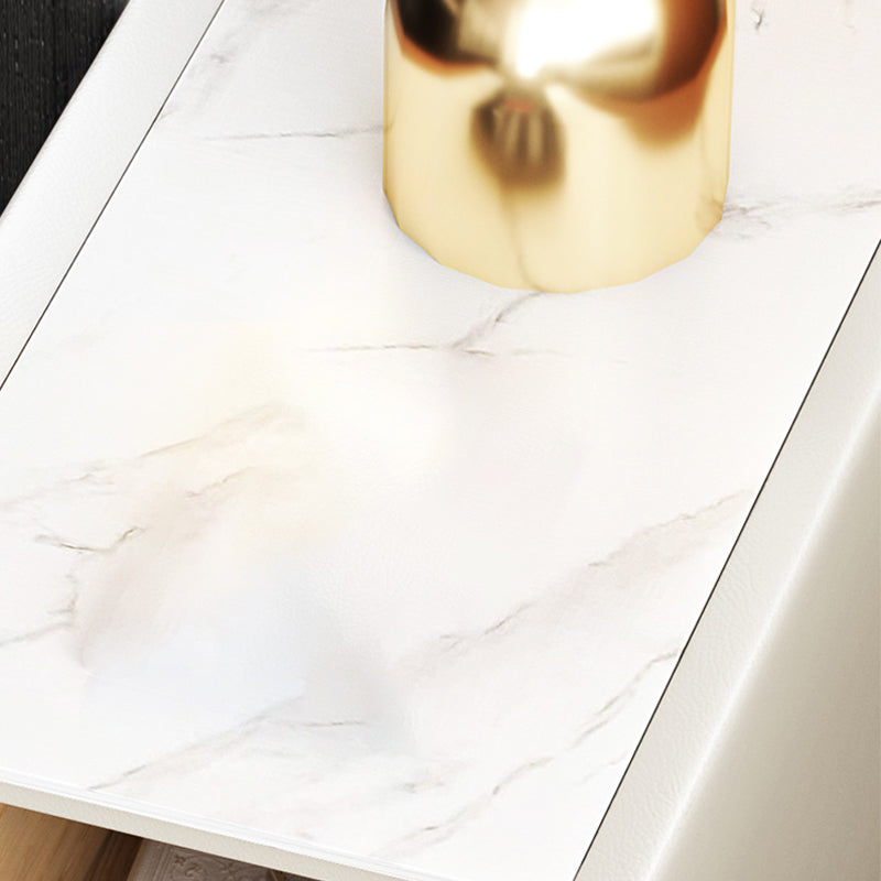 Stone Top Night Tisch moderne 22 Zoll H 2-Drawer Imitation Holz Nachttisch mit Beinen