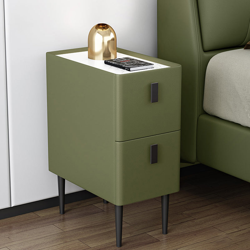 Stone Top Night Tisch moderne 22 Zoll H 2-Drawer Imitation Holz Nachttisch mit Beinen