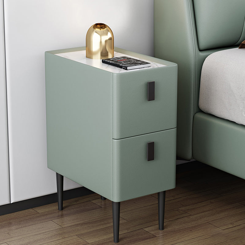 Stone Top Night Tisch moderne 22 Zoll H 2-Drawer Imitation Holz Nachttisch mit Beinen