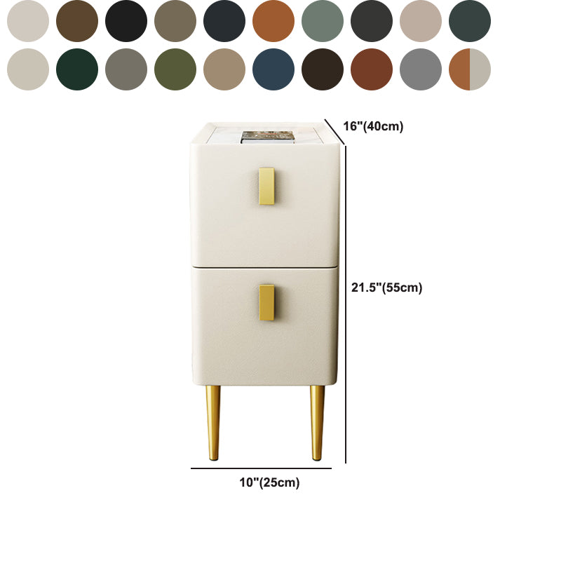 Stone Top Night Tisch moderne 22 Zoll H 2-Drawer Imitation Holz Nachttisch mit Beinen