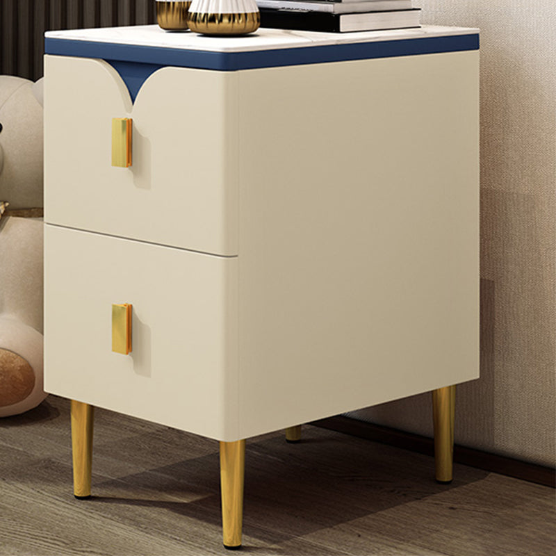 21 pulgadas H Nightsntand Modern Stone Top Top Wood Mesa de 2 cañones con piernas con piernas