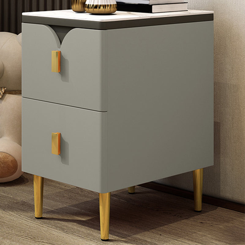 21 pulgadas H Nightsntand Modern Stone Top Top Wood Mesa de 2 cañones con piernas con piernas