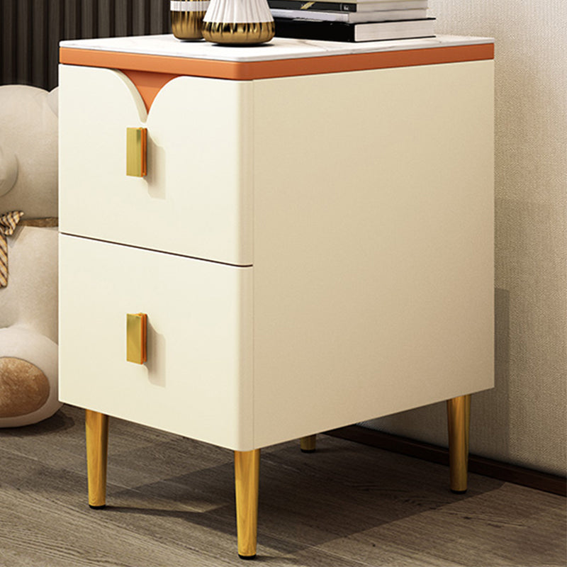 Da 21 pollici h comodini moderni in pietra imitazione in legno a 2 cassetti da notte con le gambe