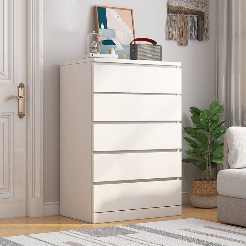 Eigentijdse slaapkamer opbergkist verticaal houten opbergkast dressoir