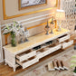 European Marble Living Room TV Cabinet White Solid Wood TV Console 79"L x 18"W x 10"H Beige Clearhalo 'furn' 'furn_tv_stands_entertainment_centers' 'Furniture' 'Living Room Furniture' 'TV Stands & Entertainment Centers' 'TV Stands & Media Storage Furniture' 'tv_stands_entertainment_centers' 5779948