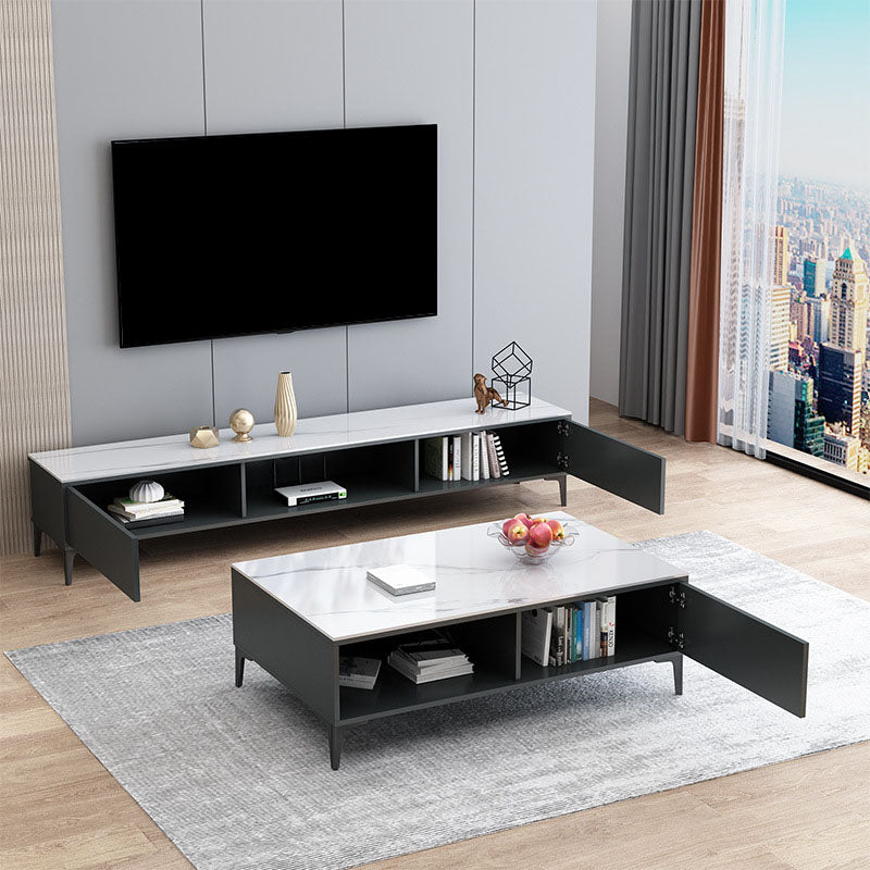 15.75-Inch High Modern TV Stand 2 Doors Open Storage TV Console Clearhalo 'furn' 'furn_tv_stands_entertainment_centers' 'Furniture' 'Living Room Furniture' 'TV Stands & Entertainment Centers' 'TV Stands & Media Storage Furniture' 'tv_stands_entertainment_centers' 5780046