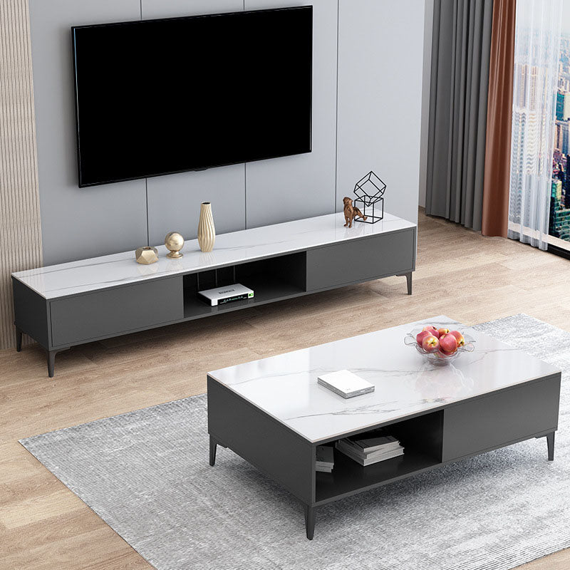 15.75-Inch High Modern TV Stand 2 Doors Open Storage TV Console Clearhalo 'furn' 'furn_tv_stands_entertainment_centers' 'Furniture' 'Living Room Furniture' 'TV Stands & Entertainment Centers' 'TV Stands & Media Storage Furniture' 'tv_stands_entertainment_centers' 5780052