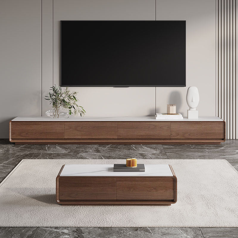 Console multimediale per TV contemporanea in legno Porta TV marrone con cassetti