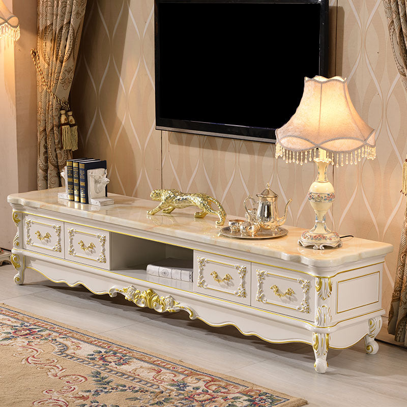 Traditional Marble Top TV Cabinet Solid Wood Crafted TV Stand for Living Room White Clearhalo 'furn' 'furn_tv_stands_entertainment_centers' 'Furniture' 'Living Room Furniture' 'TV Stands & Entertainment Centers' 'TV Stands & Media Storage Furniture' 'tv_stands_entertainment_centers' 5780094