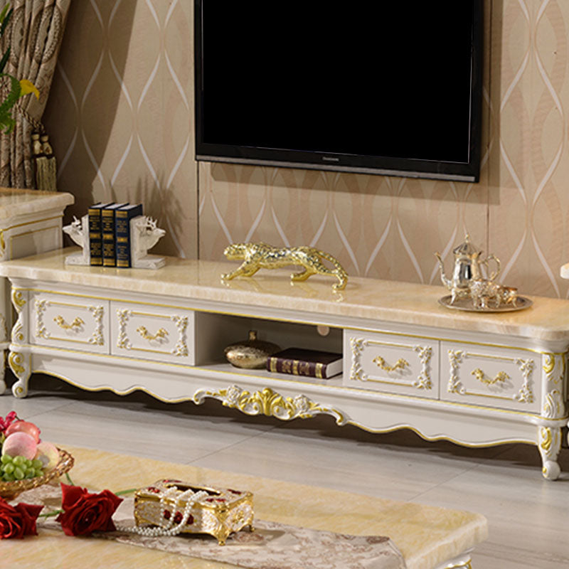 Traditional Marble Top TV Cabinet Solid Wood Crafted TV Stand for Living Room Clearhalo 'furn' 'furn_tv_stands_entertainment_centers' 'Furniture' 'Living Room Furniture' 'TV Stands & Entertainment Centers' 'TV Stands & Media Storage Furniture' 'tv_stands_entertainment_centers' 5780103