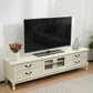 Traditioneel massief houten tv-meubel, 19,7 inch H tv-console met 4 lades en kast