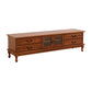 Traditioneel massief houten tv-meubel, 19,7 inch H tv-console met 4 lades en kast