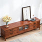 Traditioneel massief houten tv-meubel, 19,7 inch H tv-console met 4 lades en kast