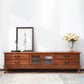 Traditioneel massief houten tv-meubel, 19,7 inch H tv-console met 4 lades en kast