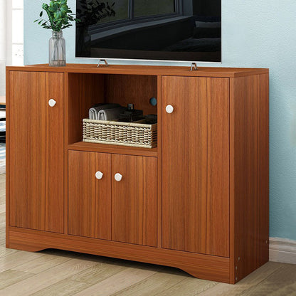 Contemporary TV Stand Console Wooden TV Stand with Drawers and Doors , 12" D X 31.5" H 39"L x 12"W x 31"H Brown Drawer Not Included Clearhalo 'furn' 'furn_tv_stands_entertainment_centers' 'Furniture' 'Living Room Furniture' 'TV Stands & Entertainment Centers' 'TV Stands & Media Storage Furniture' 'tv_stands_entertainment_centers' 5780190