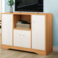 Contemporary TV Stand Console Wooden TV Stand with Drawers and Doors , 12" D X 31.5" H 39"L x 12"W x 31"H Khaki-White Drawer Not Included Clearhalo 'furn' 'furn_tv_stands_entertainment_centers' 'Furniture' 'Living Room Furniture' 'TV Stands & Entertainment Centers' 'TV Stands & Media Storage Furniture' 'tv_stands_entertainment_centers' 5780192