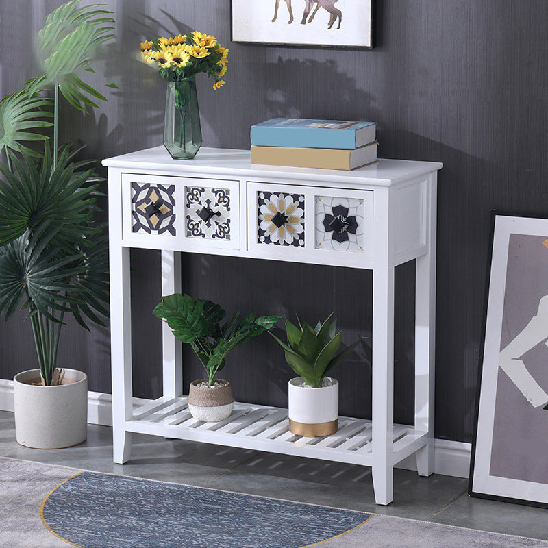 Mid-Century Modern Console Table Rectangle Console Table Floor Shelf 31"L x 13"W x 31"H White Clearhalo 'Console Tables' 'console_tables' 'Entry & Mudroom Furniture' 'furn' 'furn_console_tables' 'Furniture' 5780308