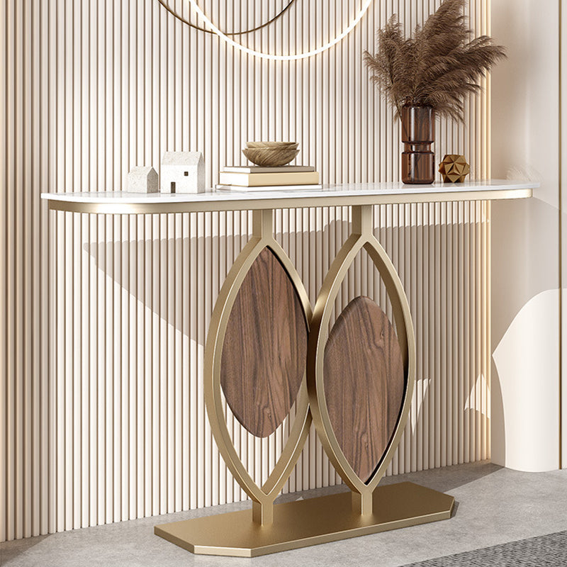 Tavolo console glam di pietra larga da 11 "tavolo da divano console mezzaluna